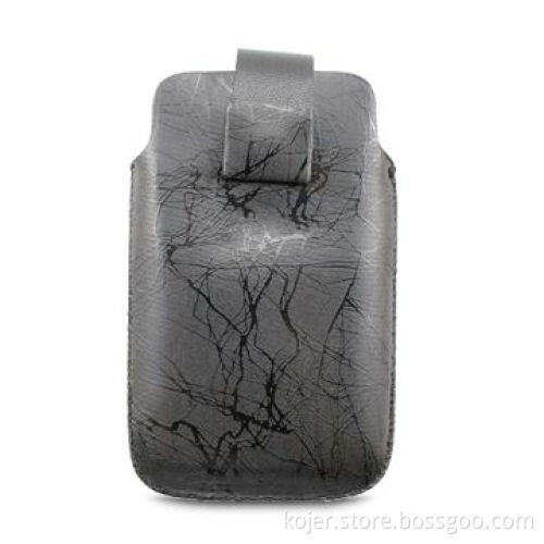 PU Leather Mobile Phone Case with Retractable Pull-tab and Hidden Magnetic Button